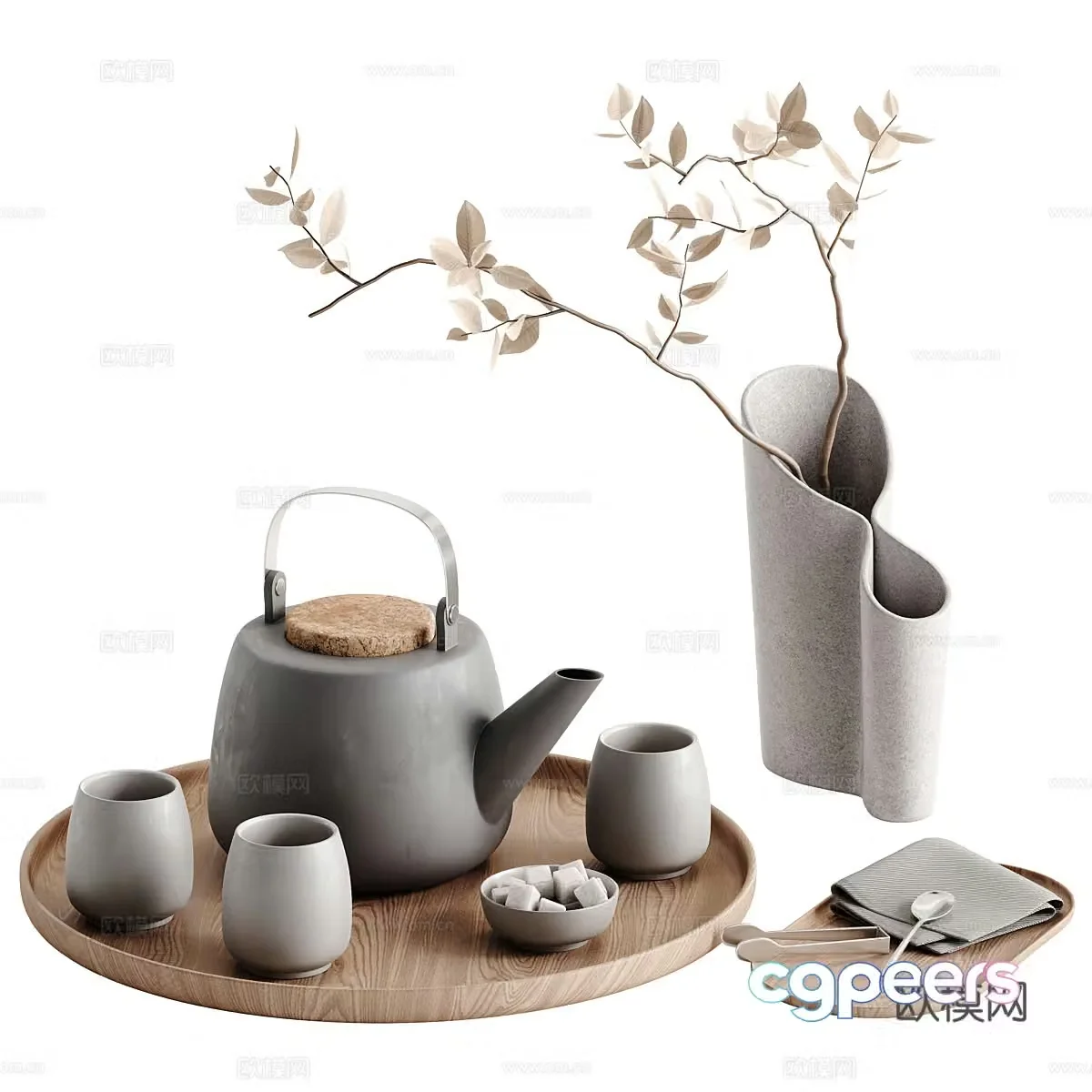 New Chinese tea set 3D model