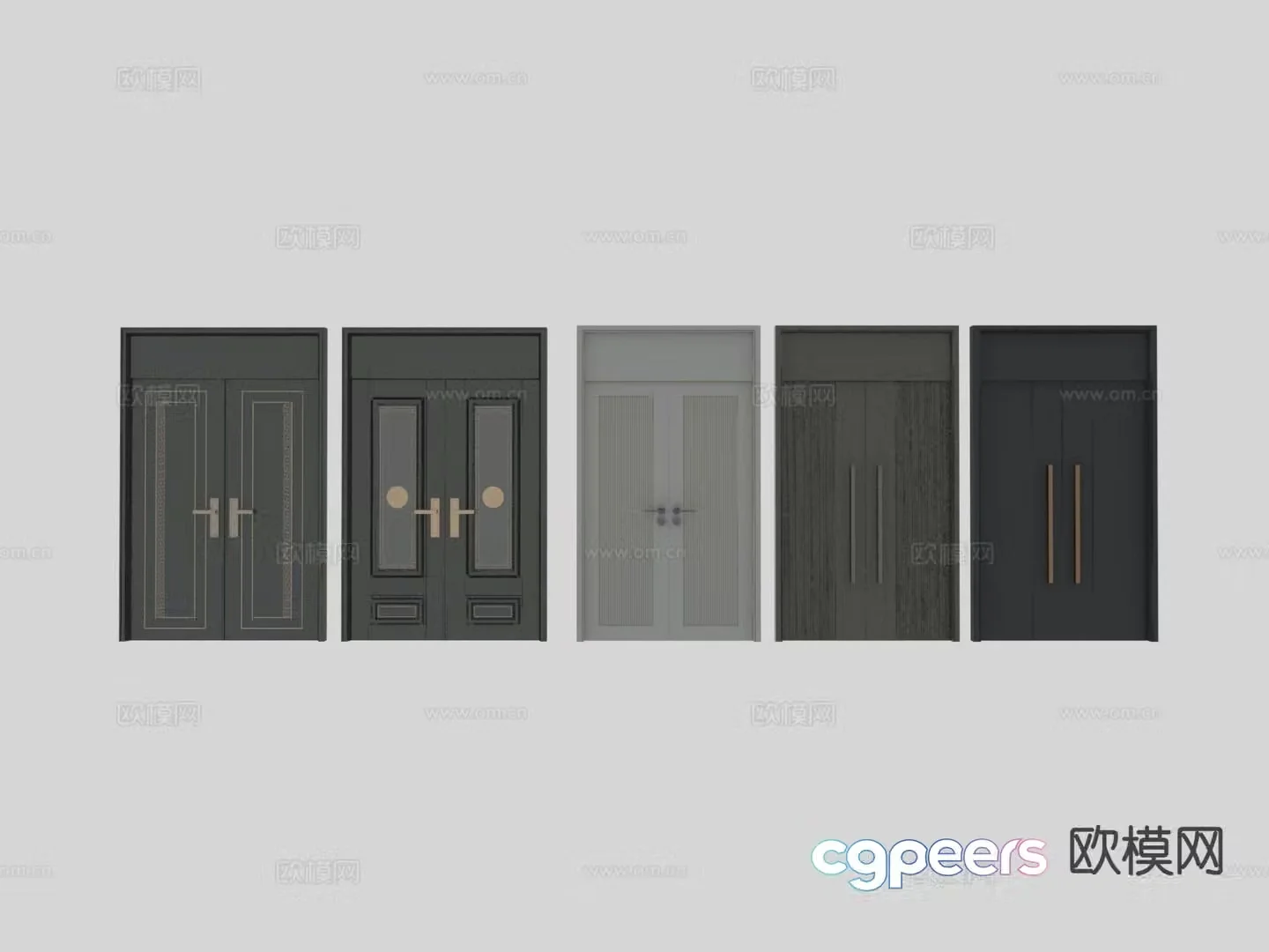 New Chinese style door double-open door entrance door 3D model