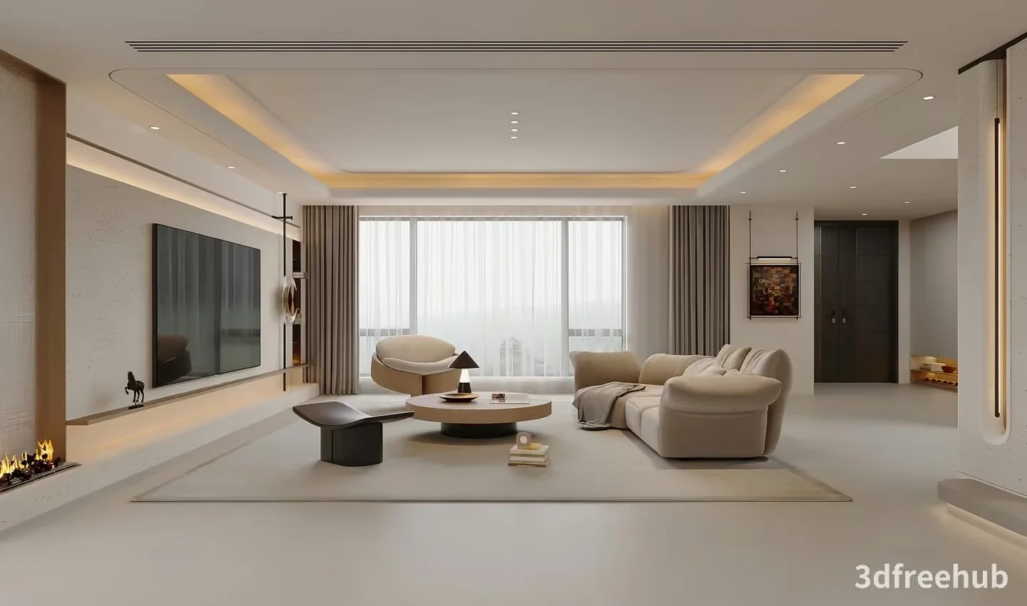 Modern Living Room 3D Model – 23604 – VRAY Render