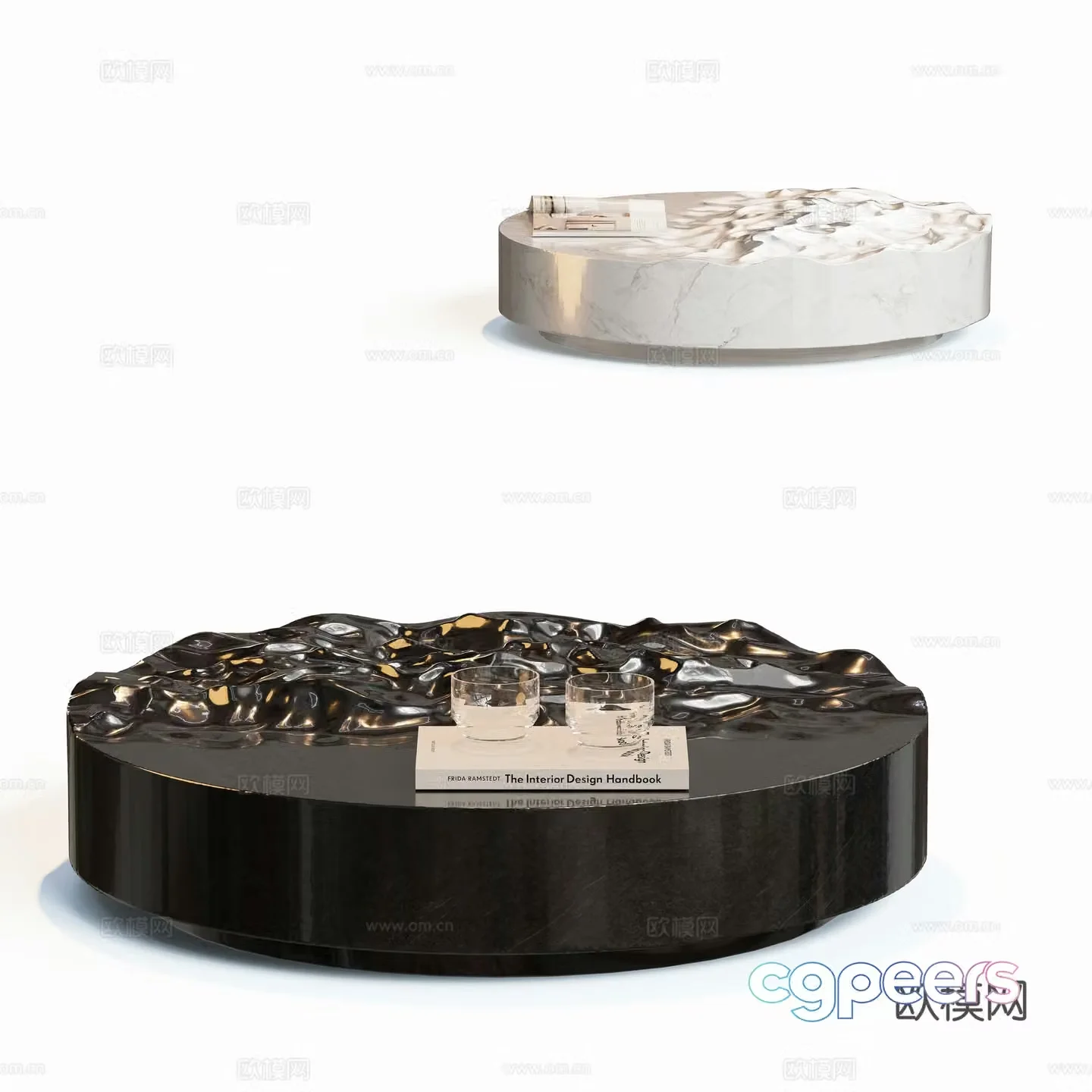 Modern marble coffee table water ripple coffee table 3d model