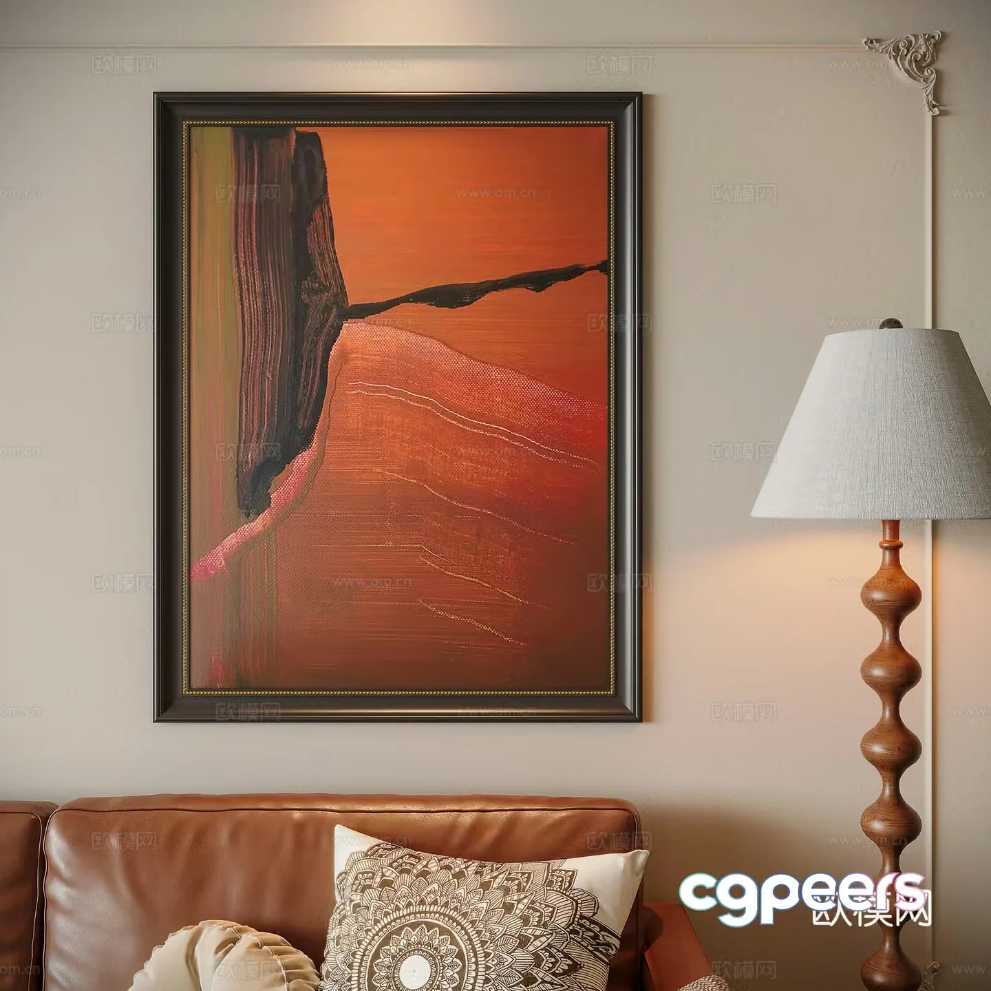 French retro hanging painting 3d model