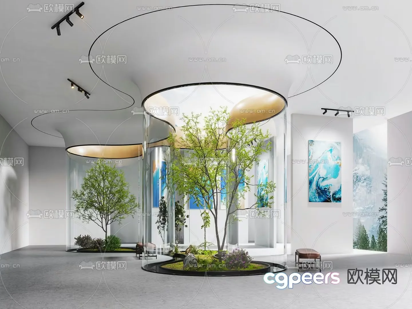 Modern Art Gallery 3D Model – 2684 – VRAY Render