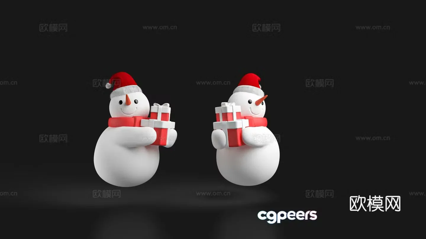 Snowman Christmas hat gift box gift Christmas beauty 3d model