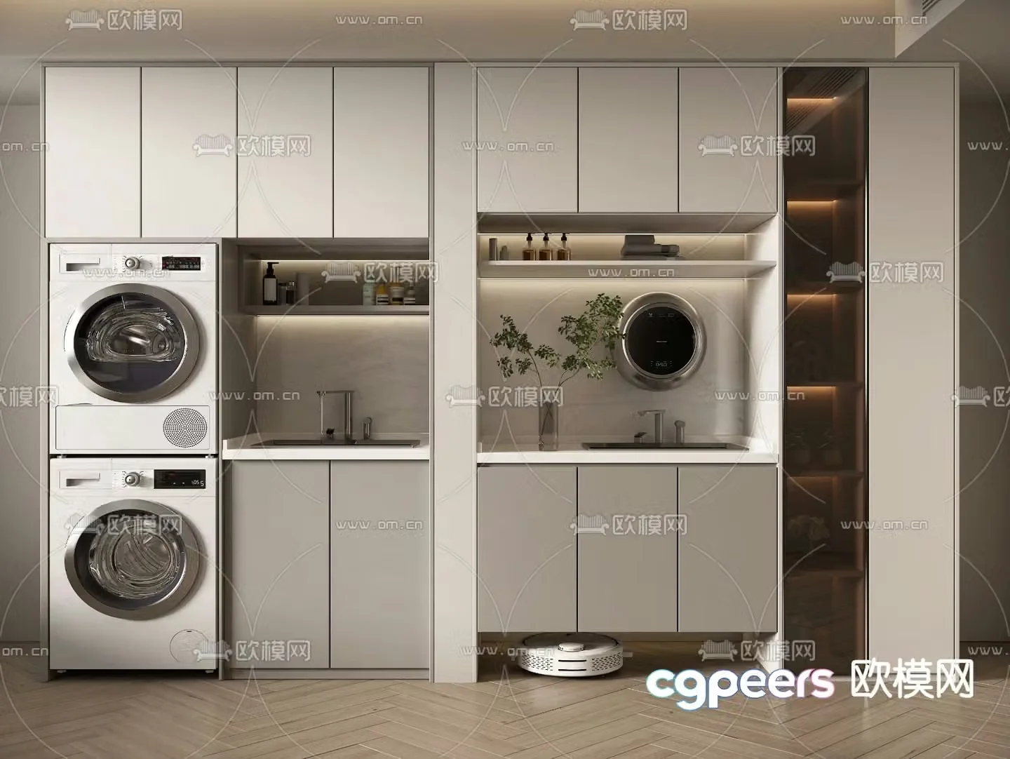 Modern balcony washing machine cabinet 3d model