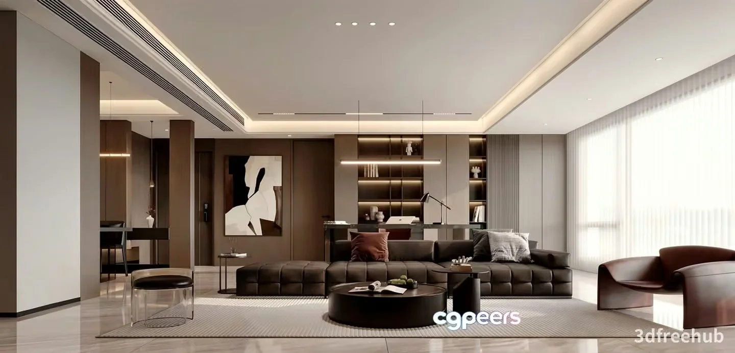 Modern Living Room 3D Model – 20190 – VRAY Render