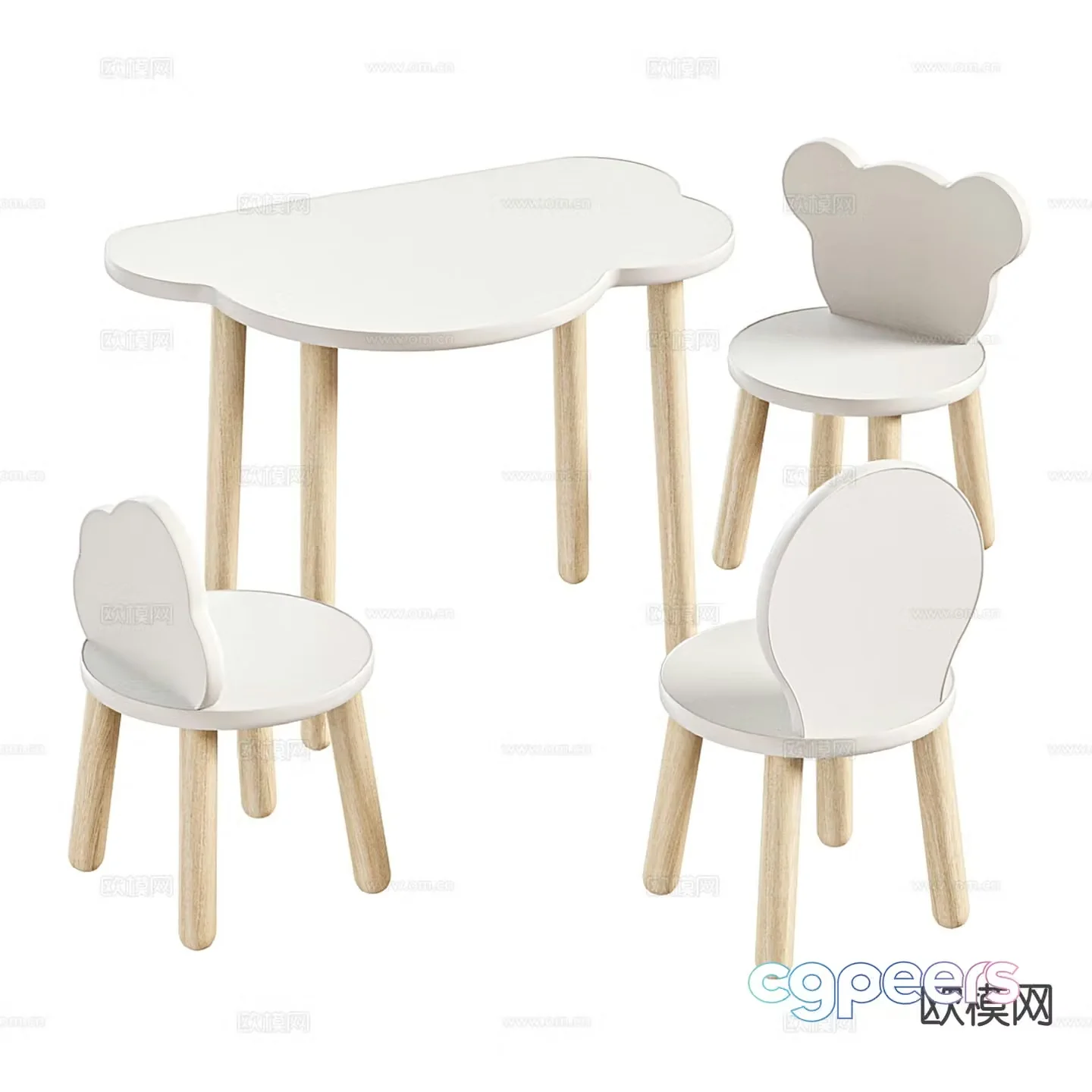 Ozon children’s table and chair cartoon table and chair 3d model