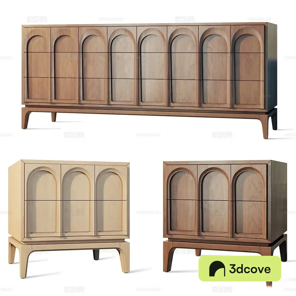 Medieval style TV cabinet bedside table side cabinet 3D model
