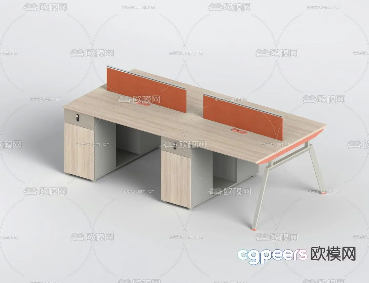 Card space desk work station post 3d model
