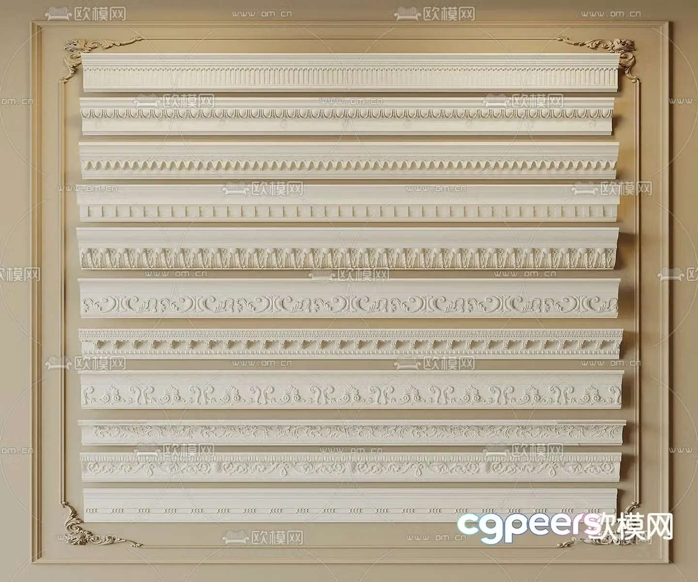 French gypsum line corner line 3d model
