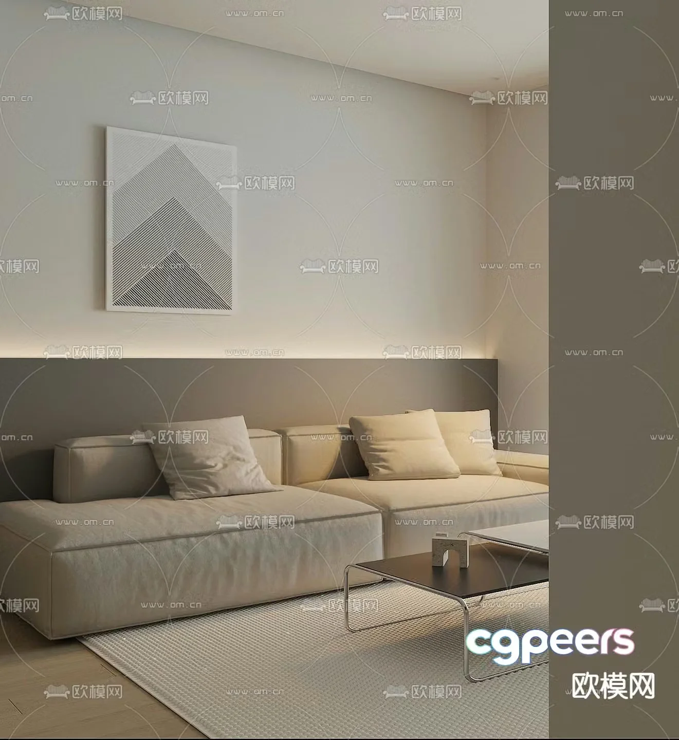Double sofa upholstered sofa 3d model