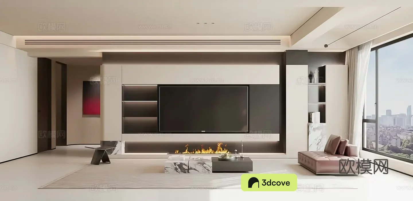 Modern minimalist TV background wall
