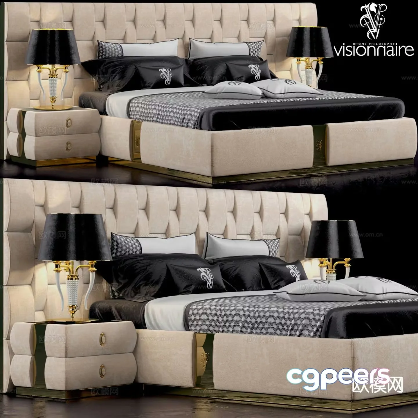 Luxury double bed 3d model