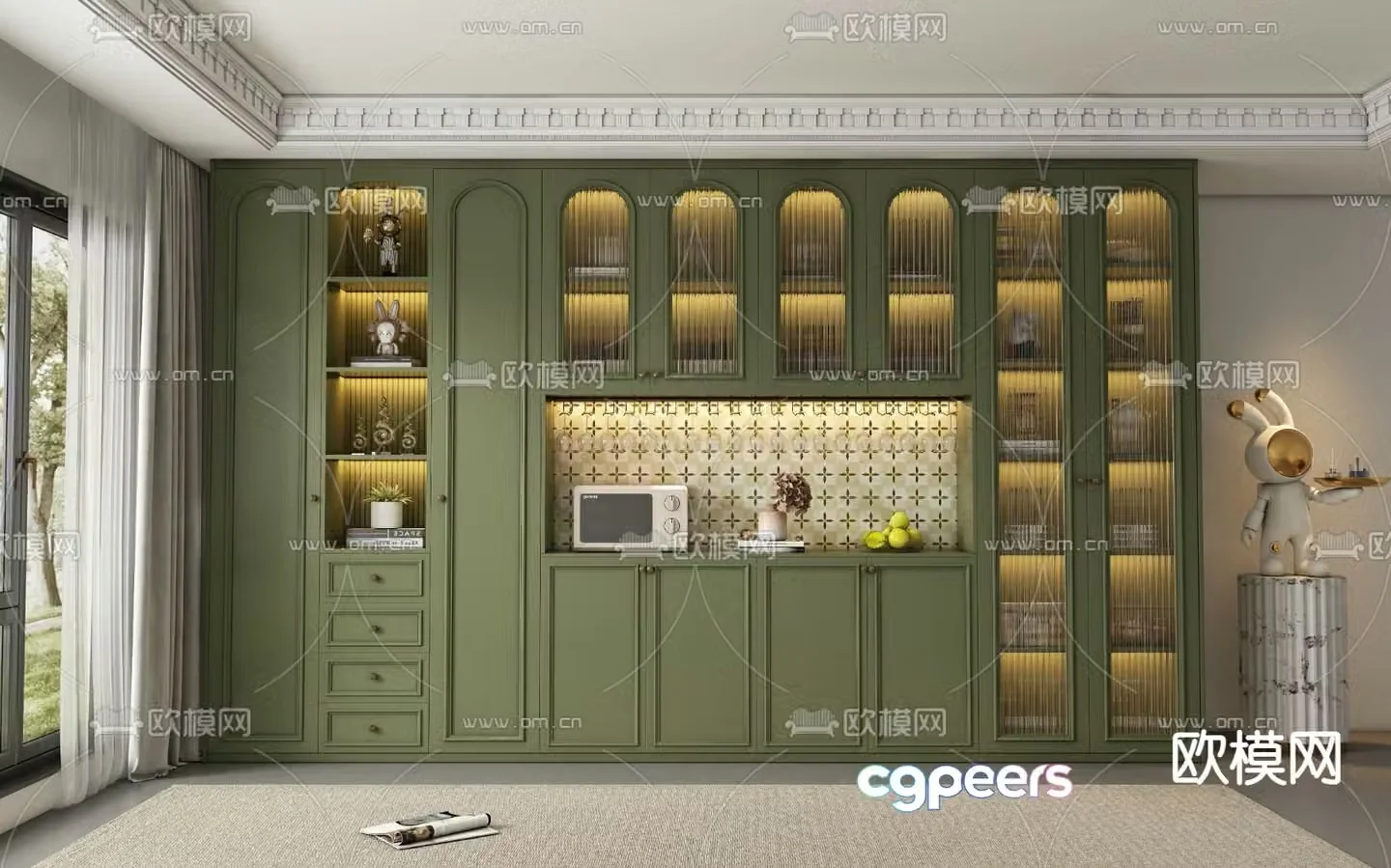 French wine cabinet sideboard 3D model