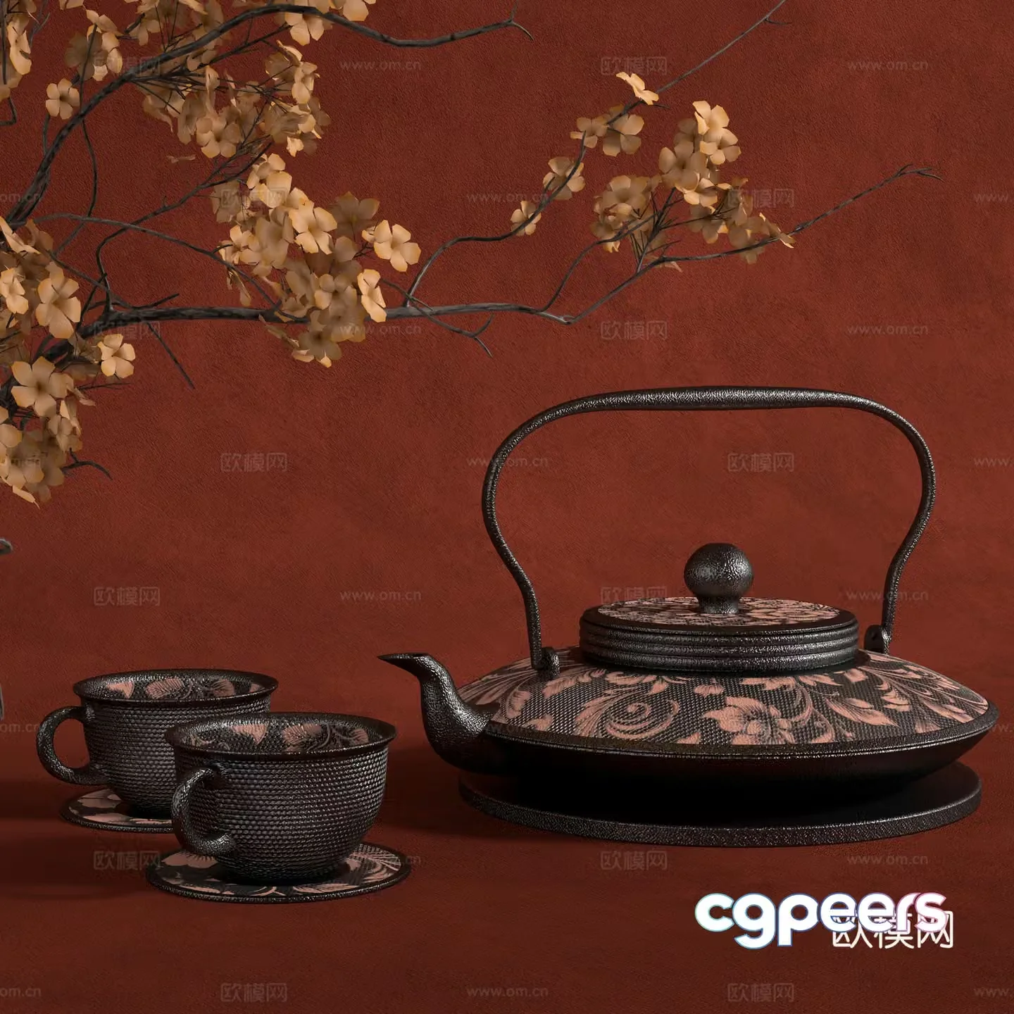 New Chinese tea set 3D model