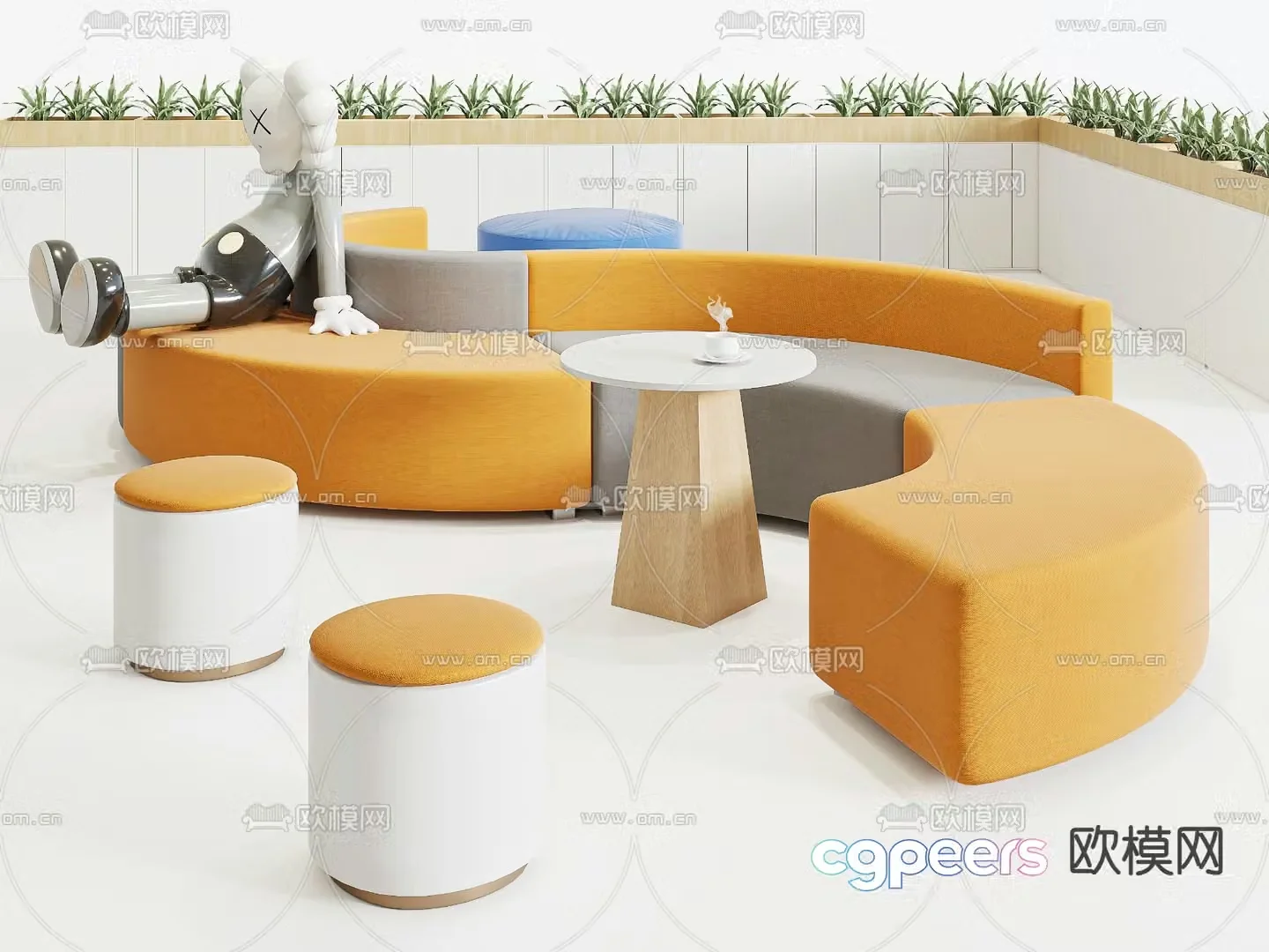 Office sofa lobby sofa public sofa 3d model