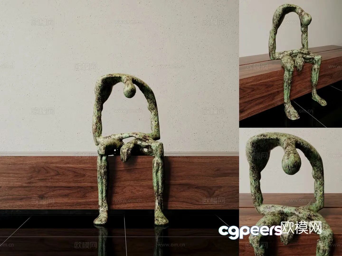 Modern abstract character sculpture 3d model