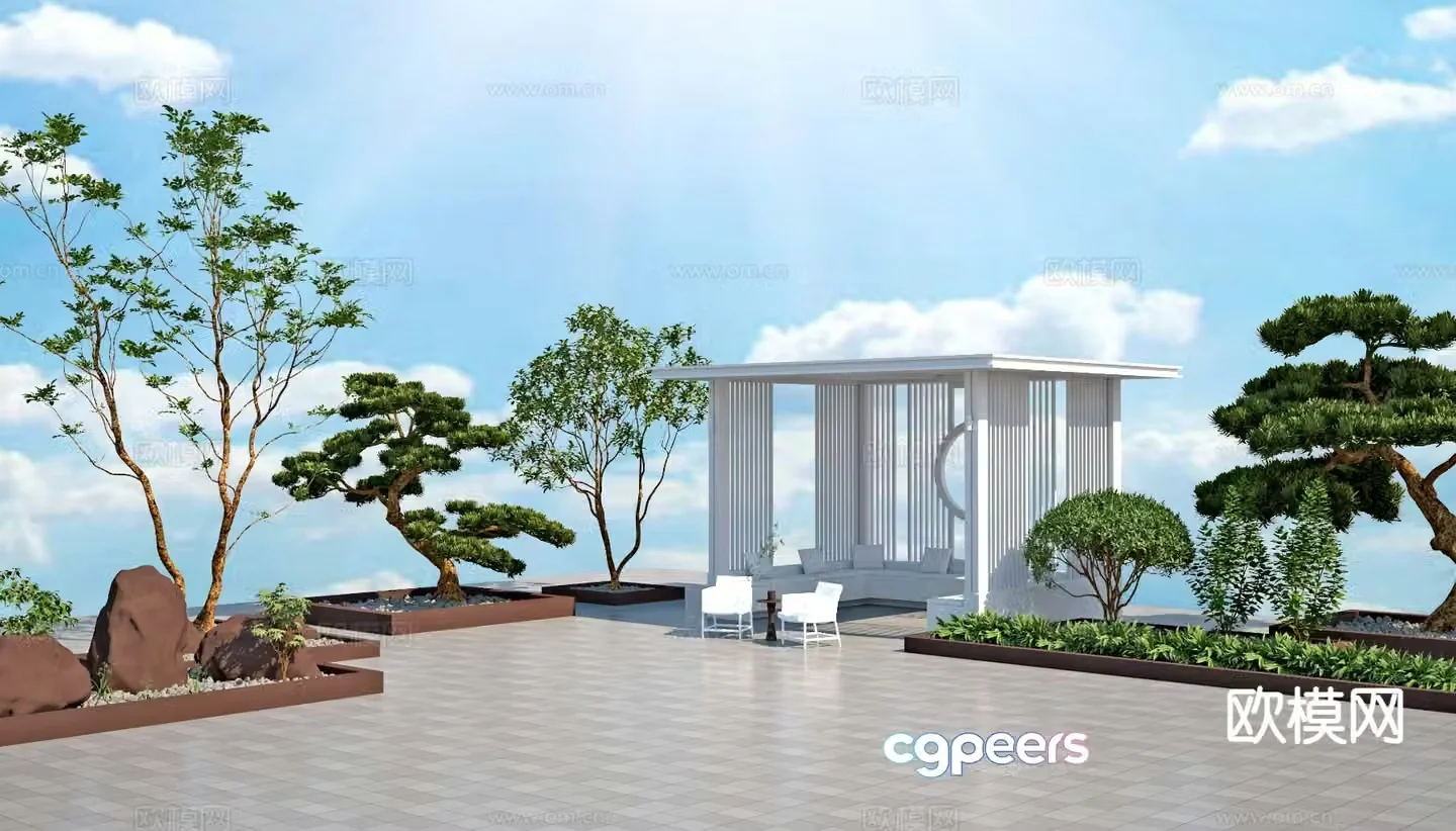 Courtyard landscape garden 3d model