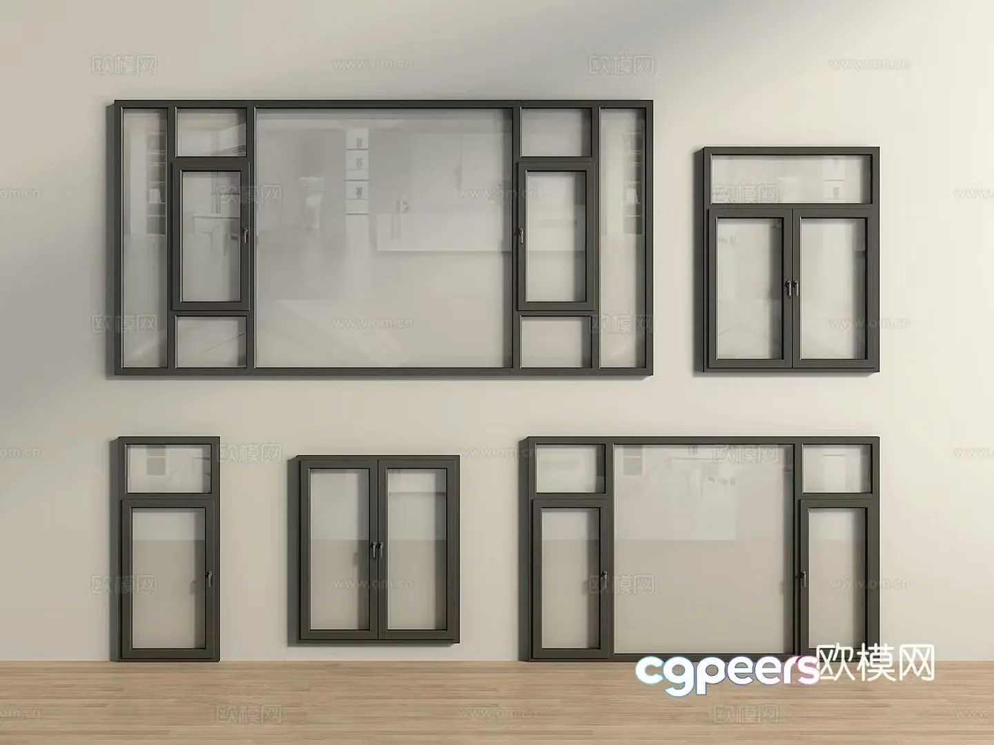 Modern window casement window floor-to-ceiling window 3d model