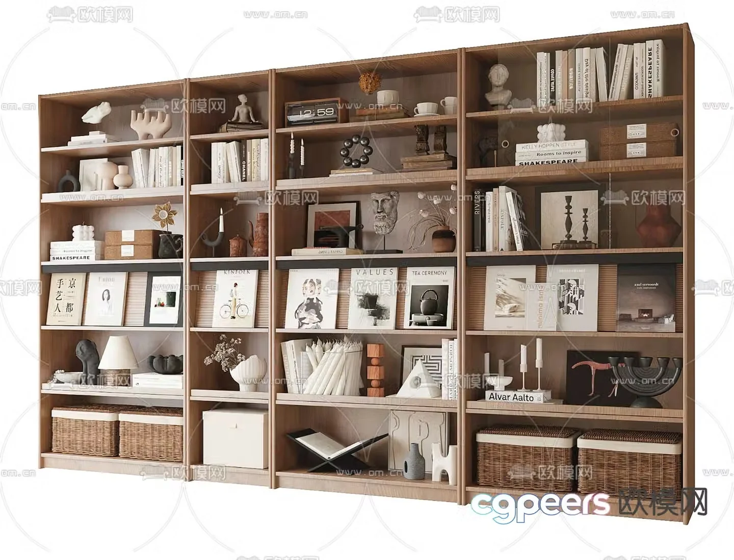 Modern bookcase bookshelf 3d model