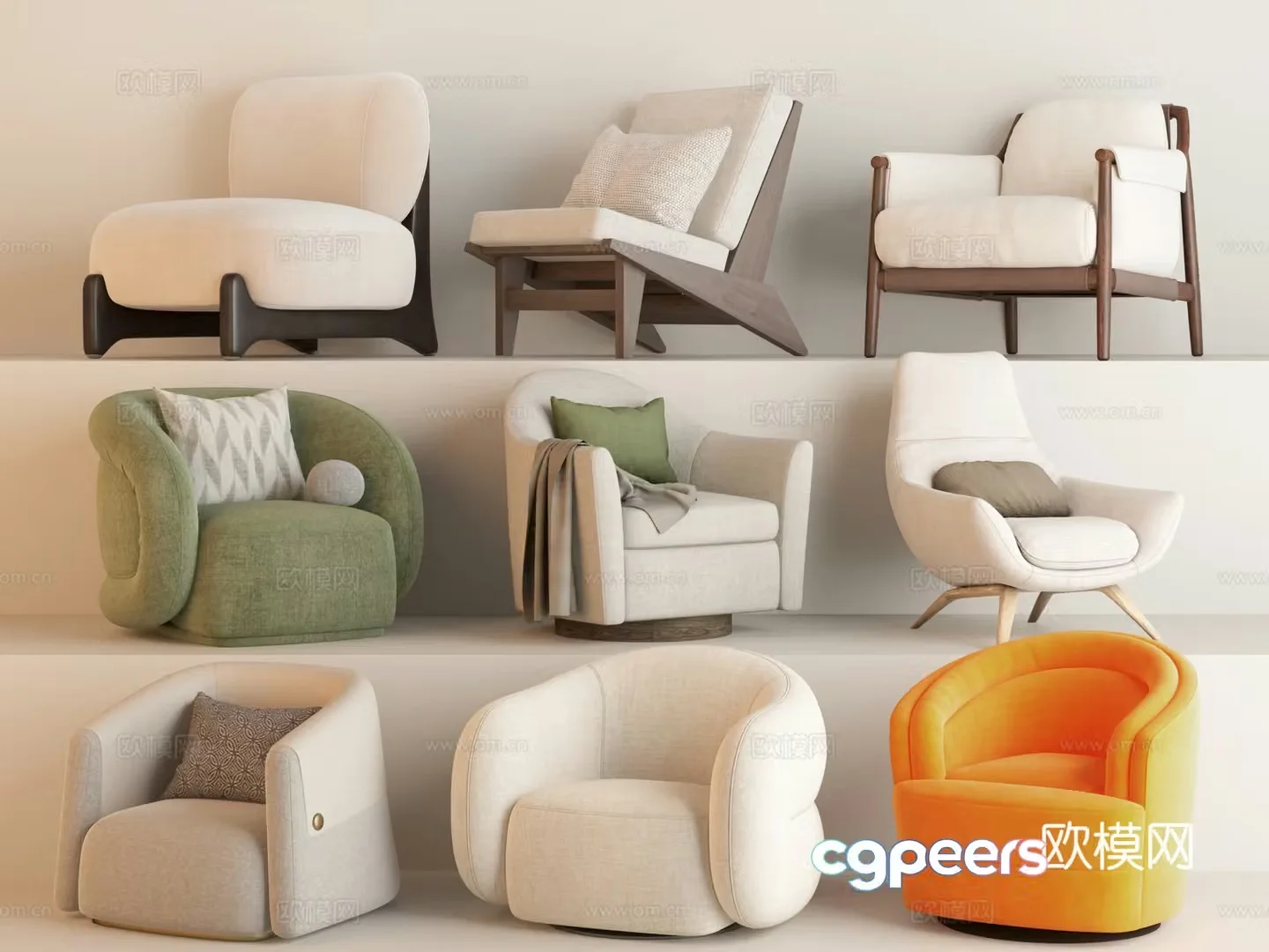 Single sofa leisure sofa 3d model
