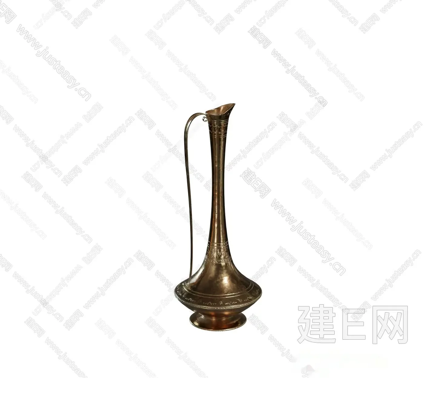 A Tall Antique-Looking Brass Vase 3D Model – 7103 – VRAY Render