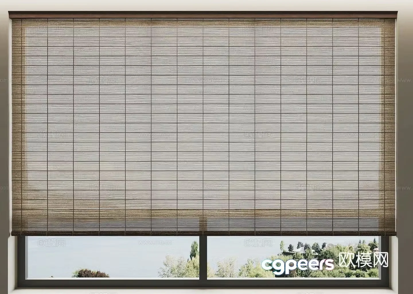 New Chinese style curtains blackout curtains roller blinds 3D model