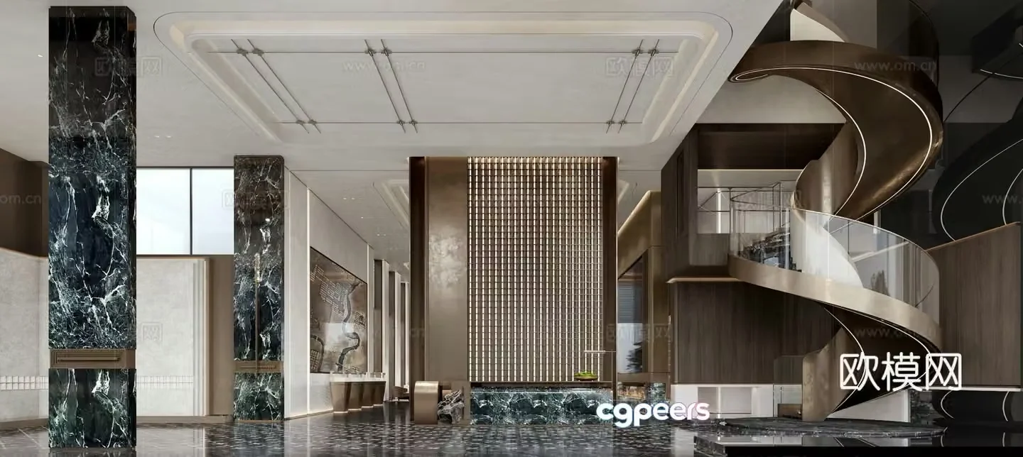 Modern sales office front desk 3D model