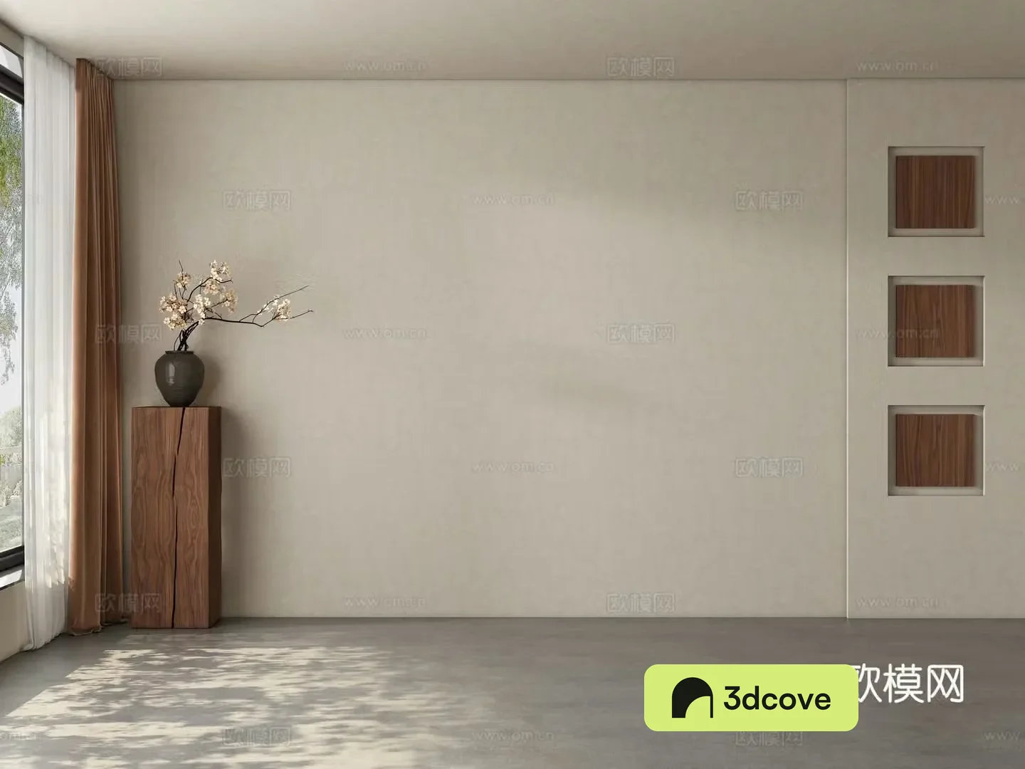 Middle style restaurant tea room living room background wall 3d model