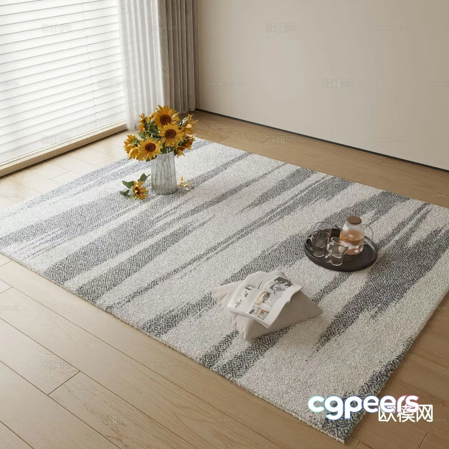 Modern carpet square rug 3d model
