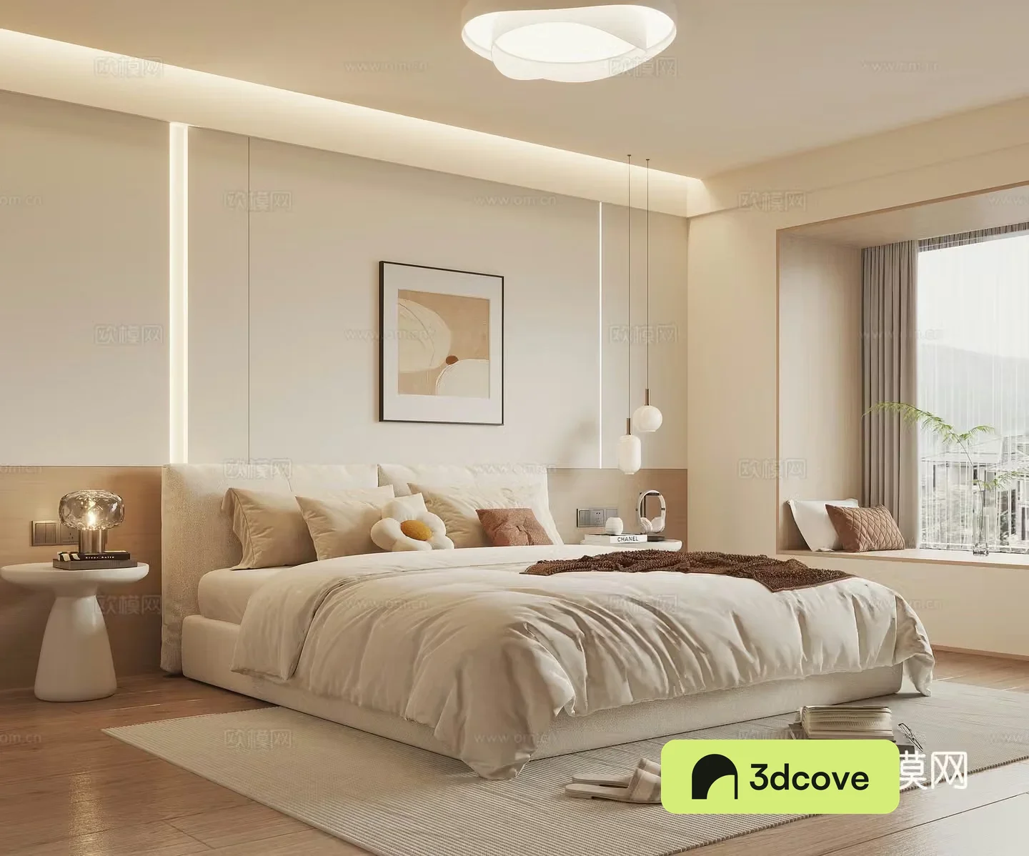 Modern cream style home bedroom