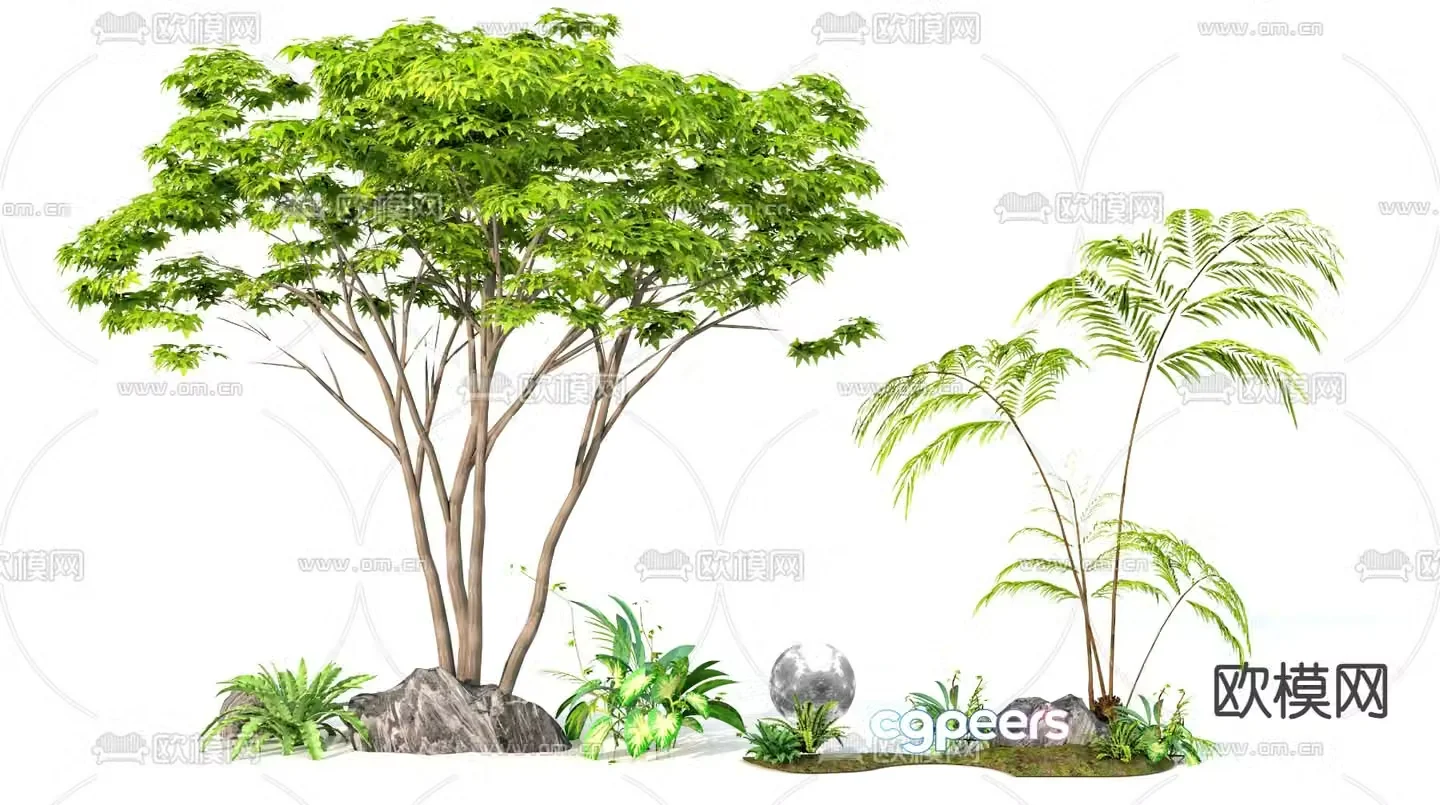 New Chinese style sketch landscape garden landscape 3D model
