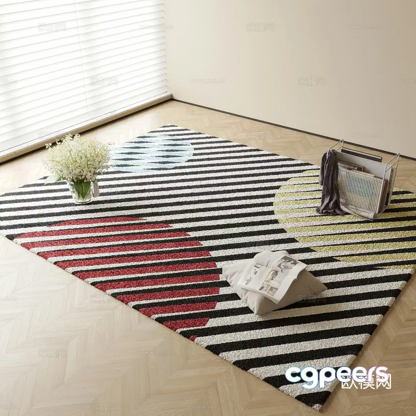 Modern carpet square rug 3d model