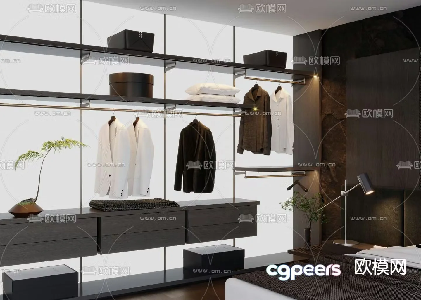 Doorless wardrobe open wardrobe 3d model