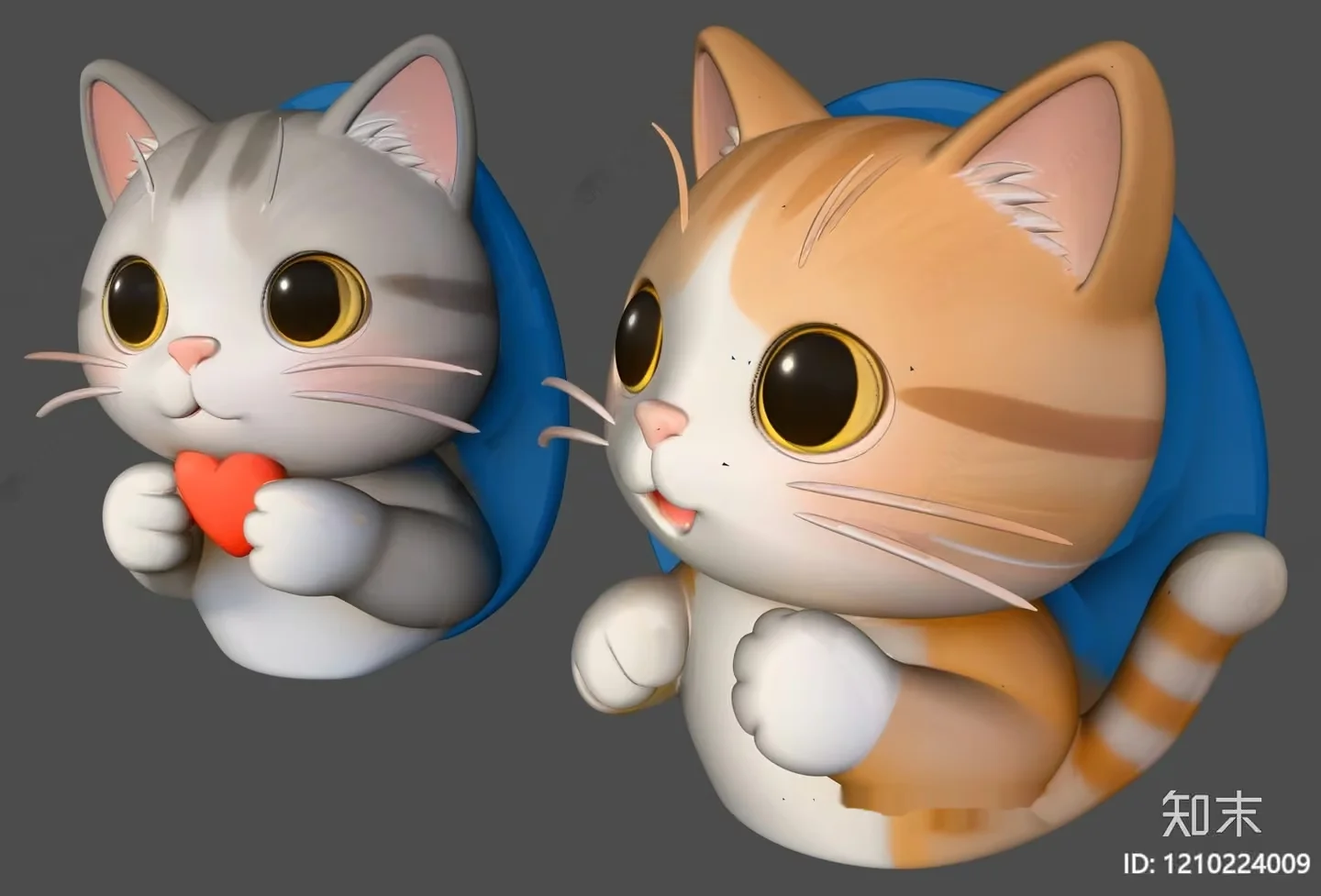 Two Cartoon Cats 3D Model – 10615 – VRAY Render