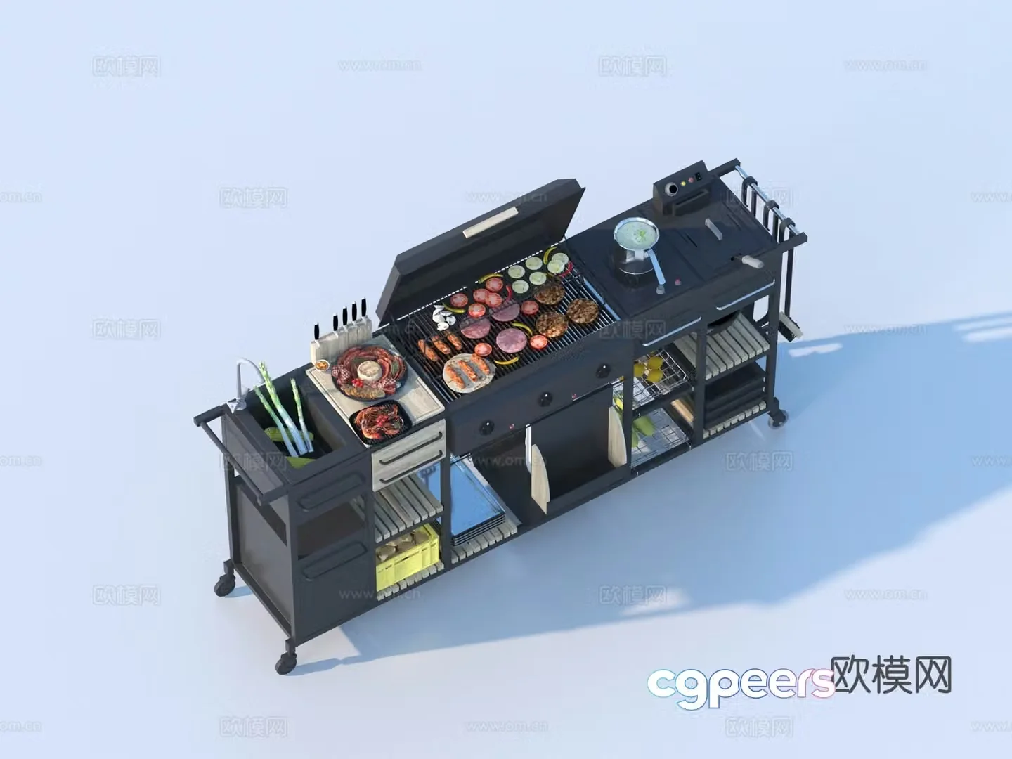 Barbecue grill barbecue table barbecue grill 3d model