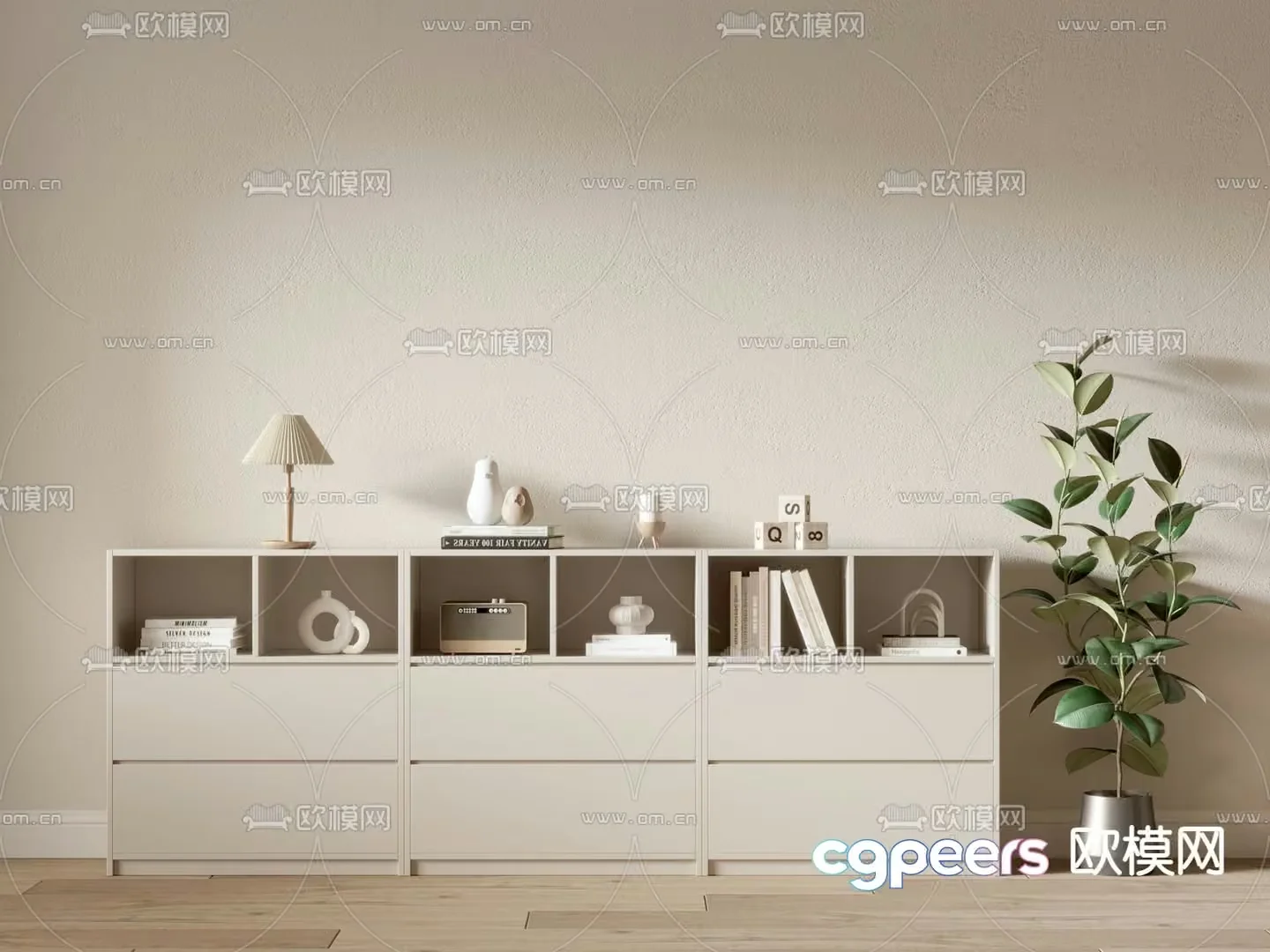 A Shelf With A Plant 3D Model – 23429 – VRAY Render