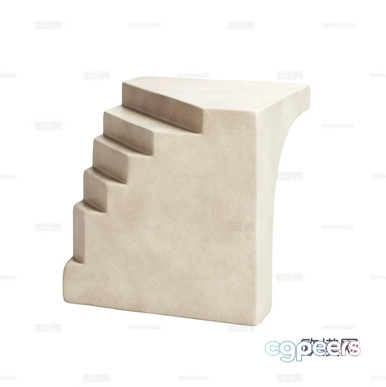 Modern cream style gypsum sculpture ornament 3d model