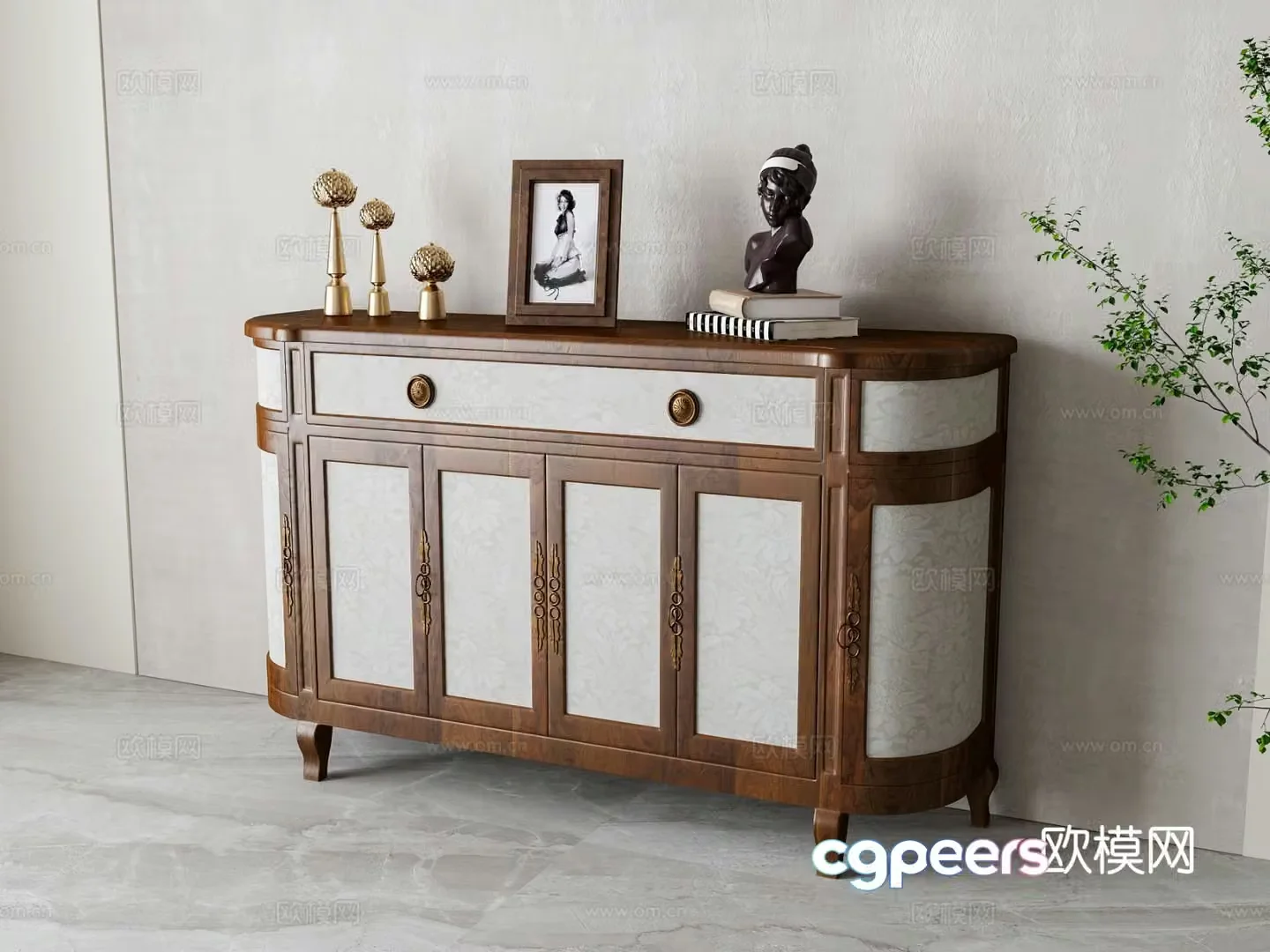 American entryway cabinet side cabinet 3d model