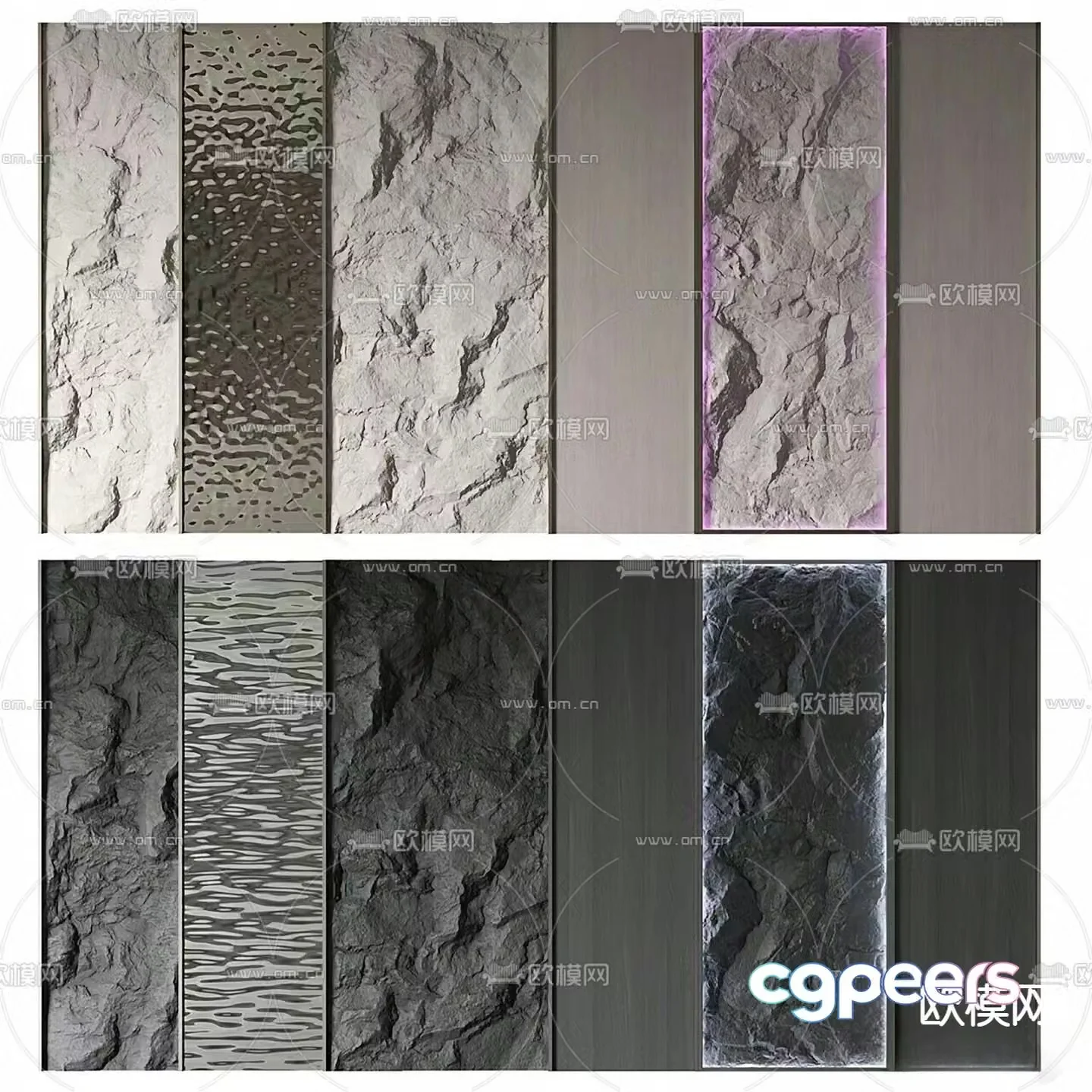 Rock wall rough stone wall wainscoting 3d model