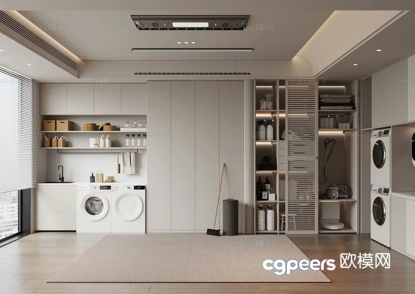 Modern balcony cabinet washing machine cabinet 3d model