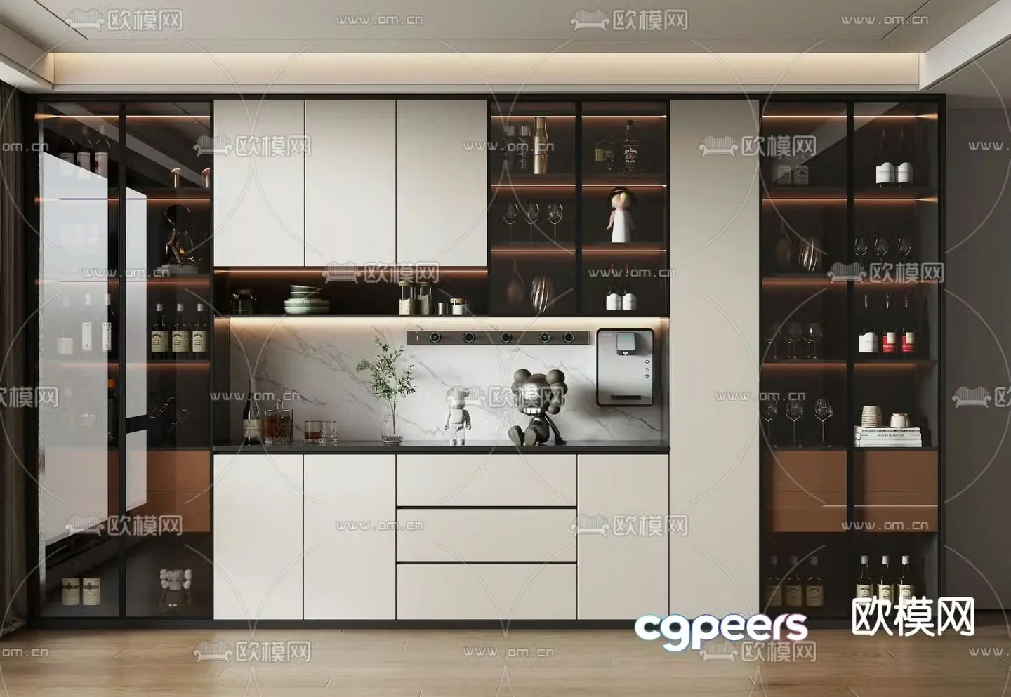 Modern wine cabinet sideboard 3D model
