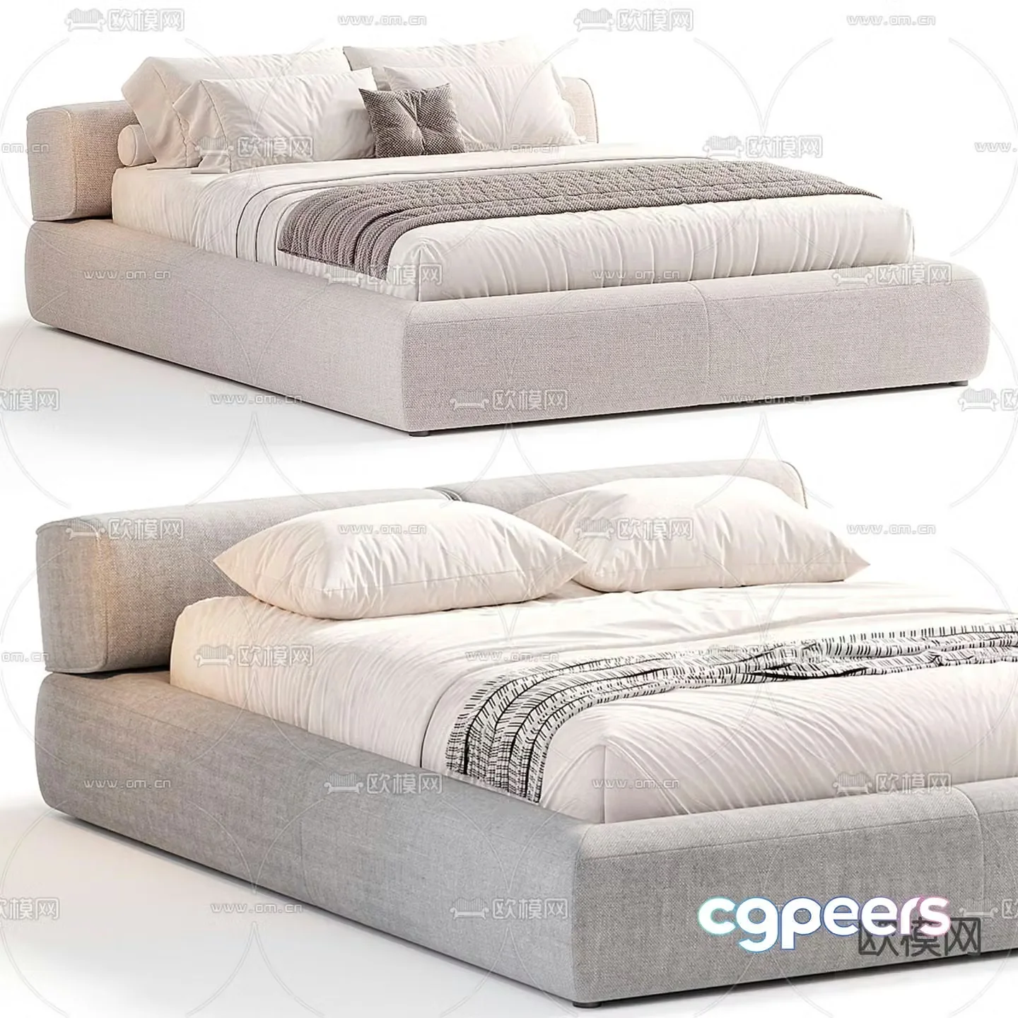 Undomus modern fabric double bed 3d model