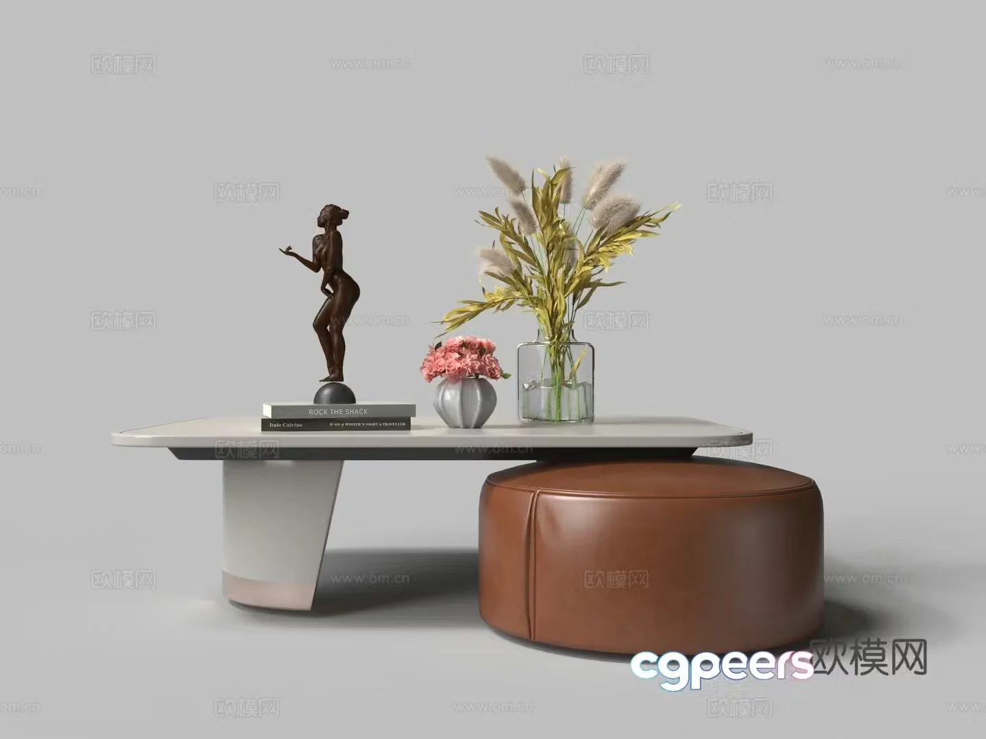Modern coffee table footrest 3d model