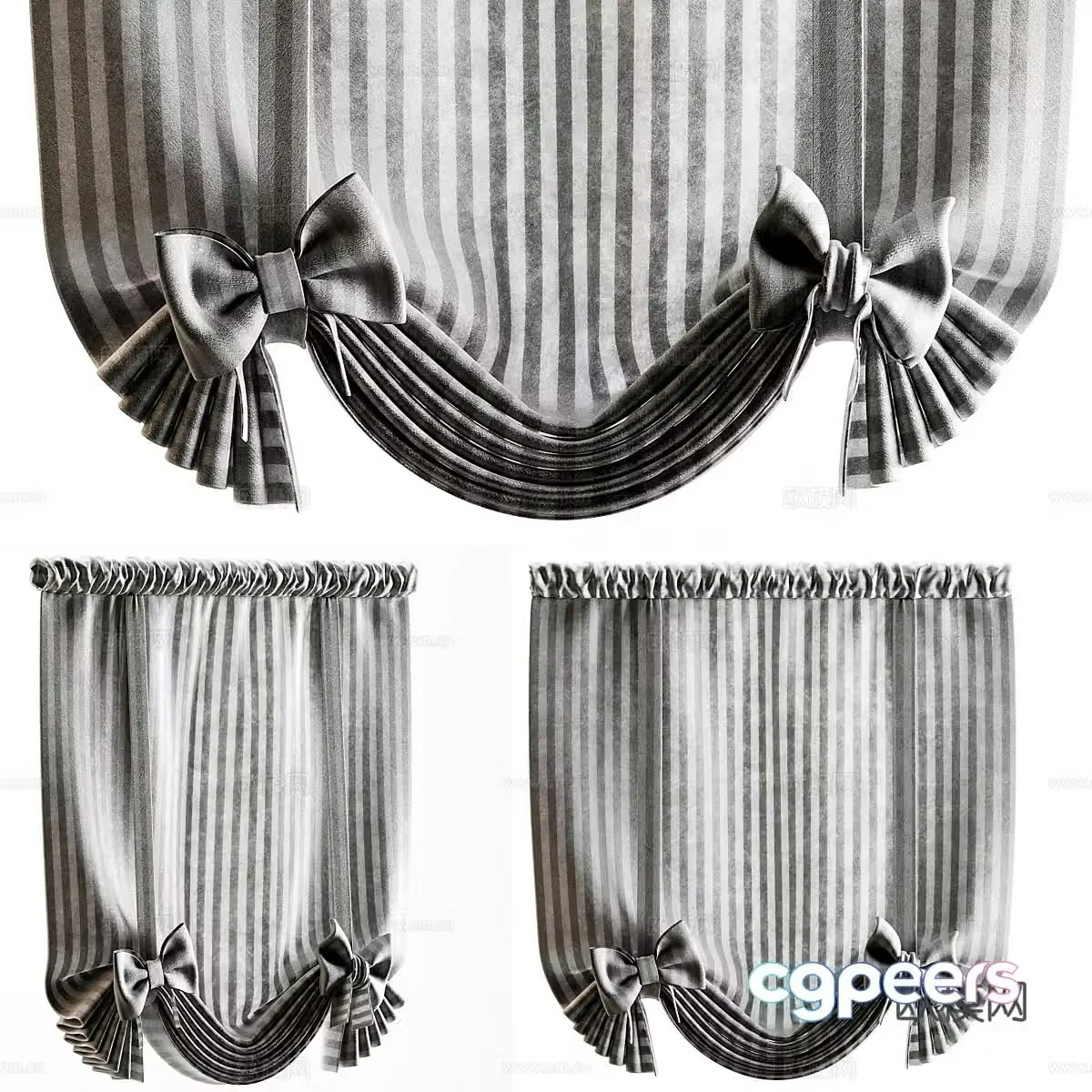New Chinese Roman curtain 3D model