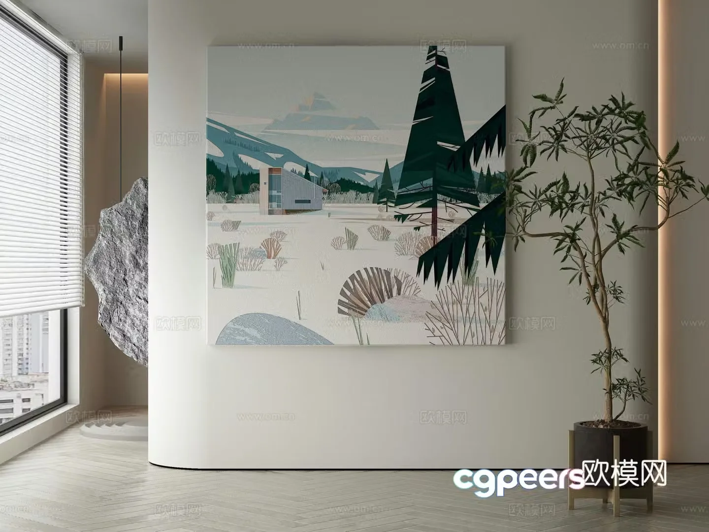 Modern Wasabi Hanging Painting 3D Model
