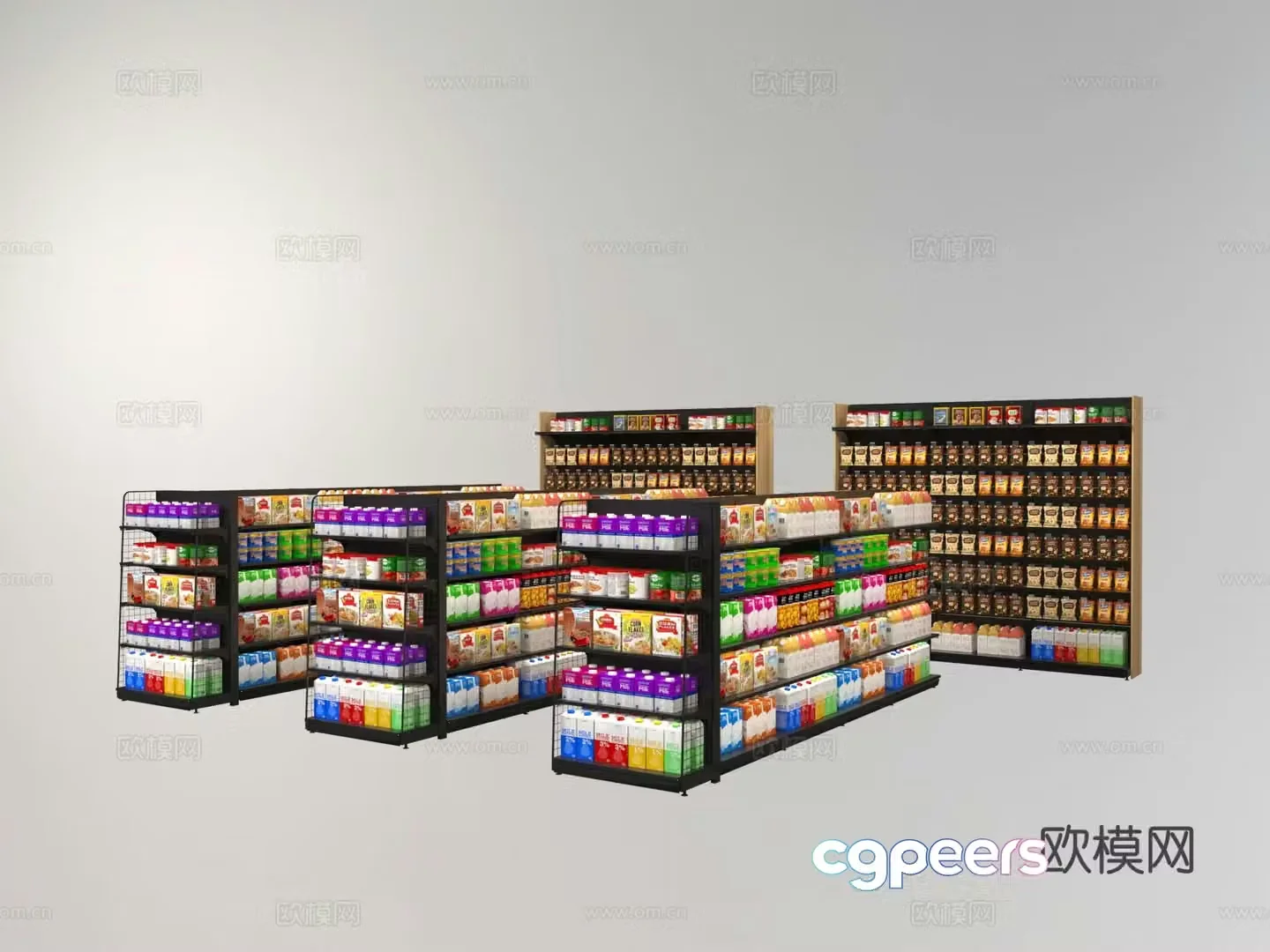 Supermarket shelves showcase shelves snack shelves 3d model