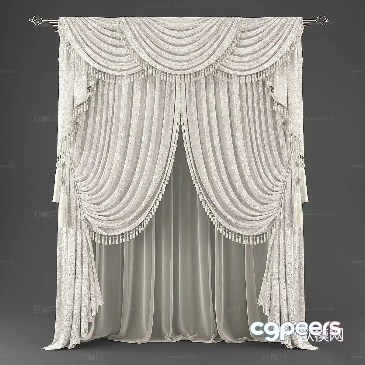 European style fabric curtain 3D model
