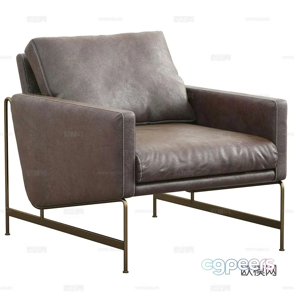 Single sofa leather sofa 3d model