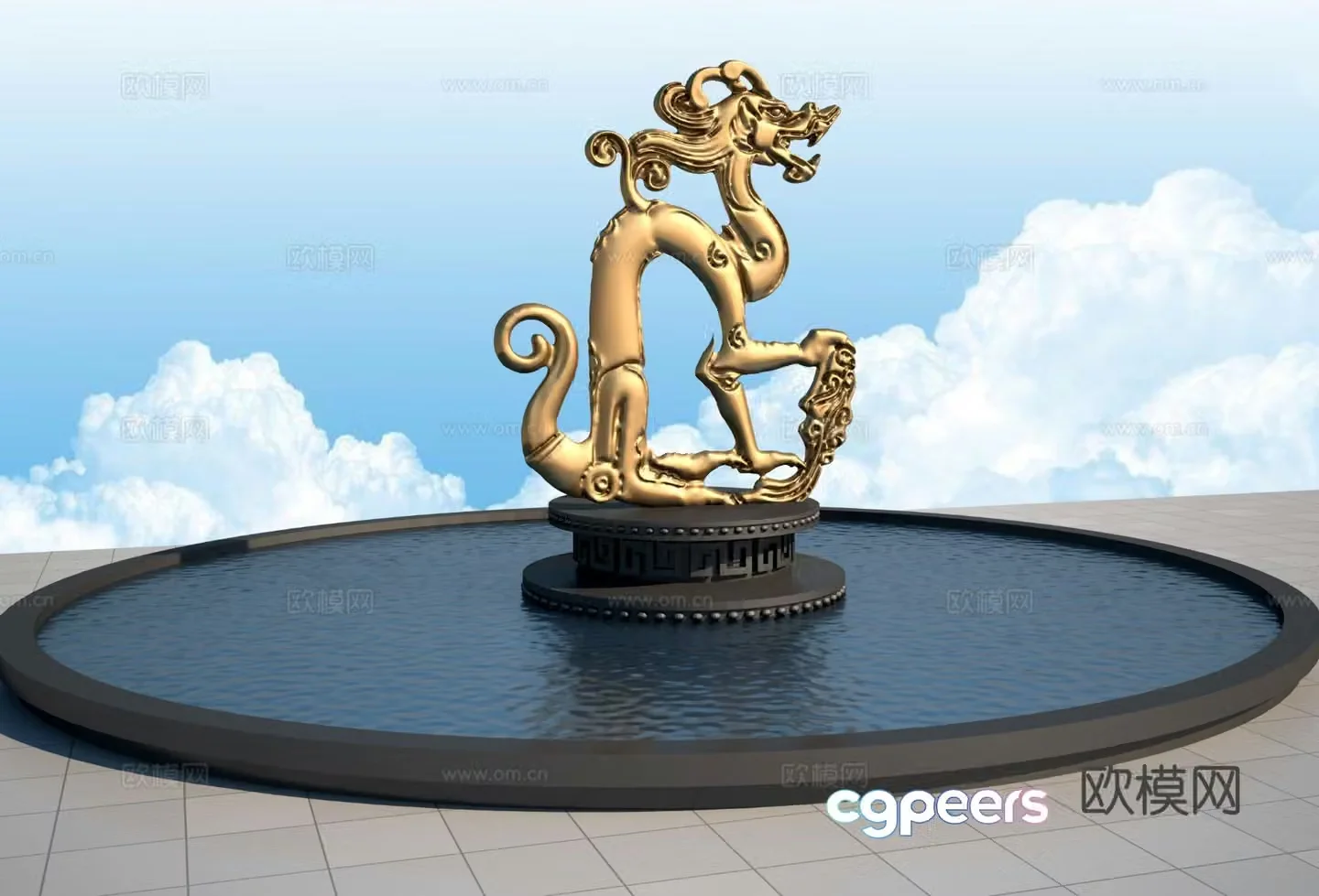 Panlong sculpture outdoor sculpture square sculpture 3d model