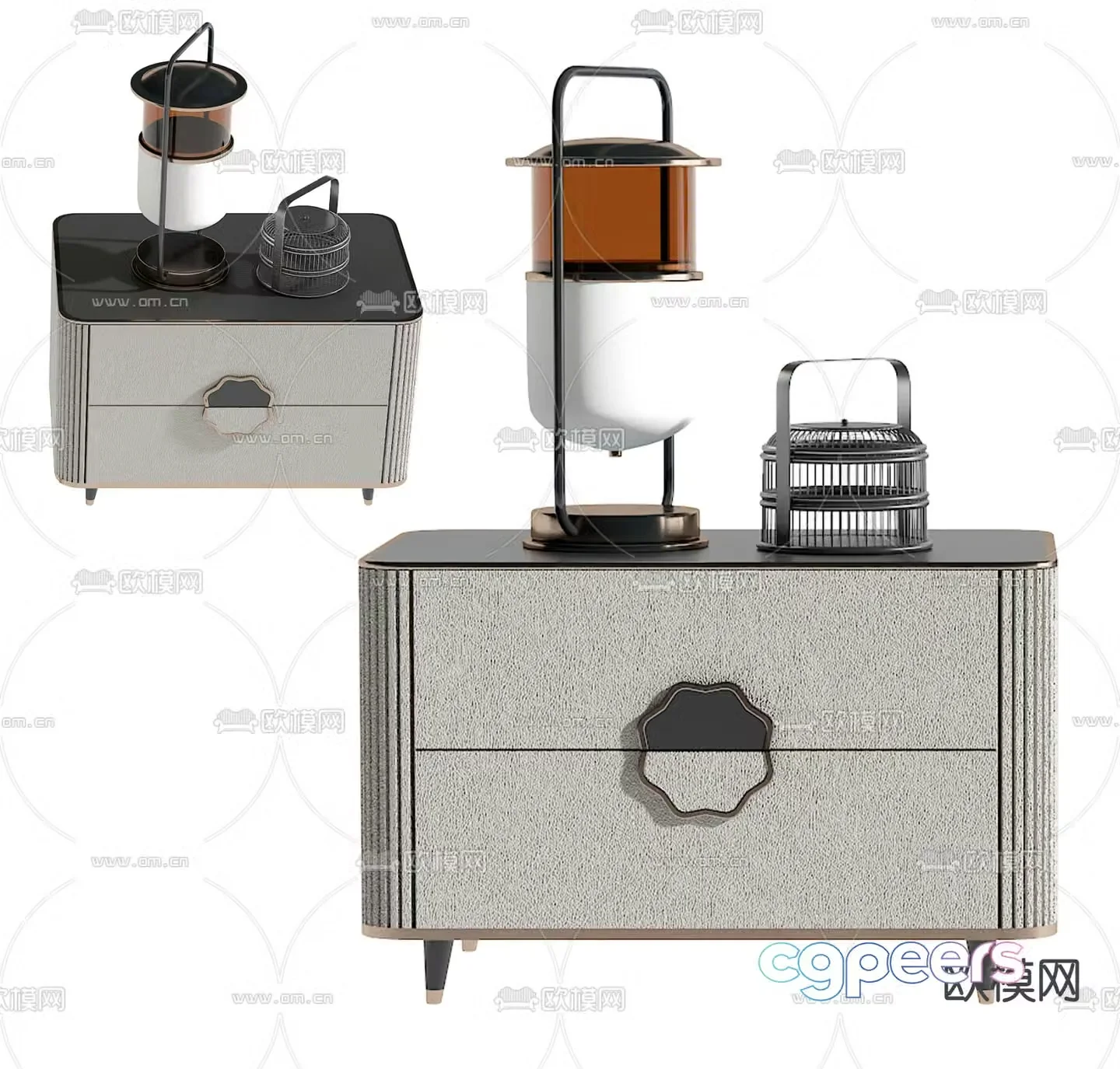 New Chinese style bedside table 3d model